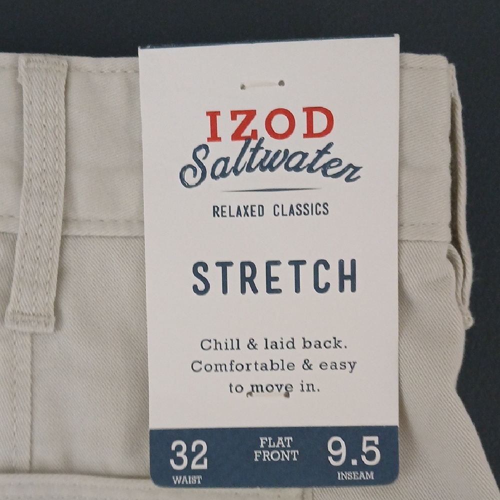 Izod Tan Flat Front Tailored Shorts - Picture 6 of 6